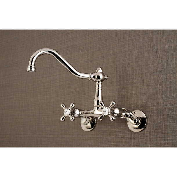 Kingston Brass Adjustable Center Wall Mount Double Handle Kitchen